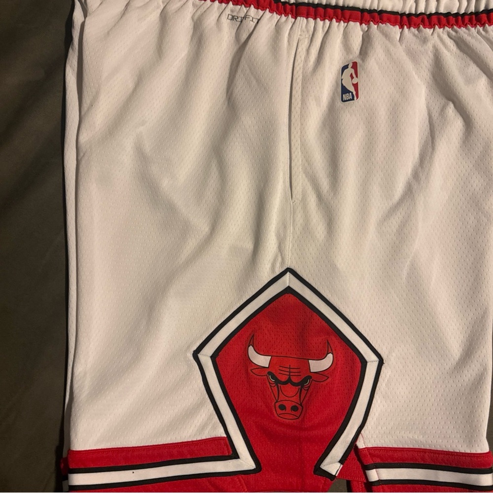 Nike Mens Chicago Bulls White and Red Athletic Shorts